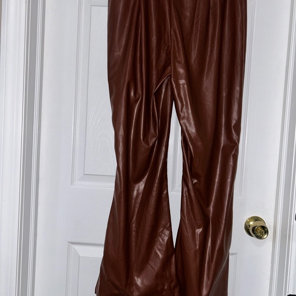 Brown Faux Leather Pants - Picture 7 of 10